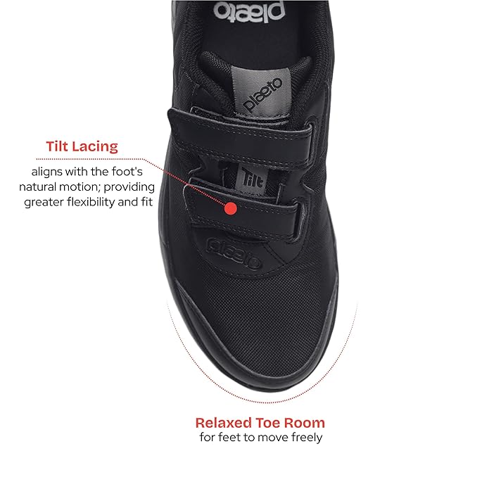 Black School Shoes for Boys and Girls | Uniform Shoes for Kids | Tilt Lace up Closure, Breathable Upper | Multiplay Sports Shoes - Girl | Boy | Child | Kids School Shoes gallery image