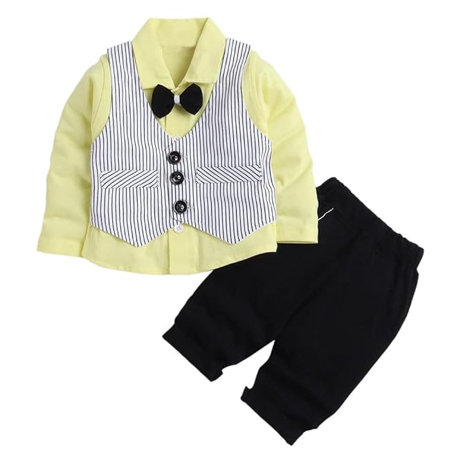 Boy's Cotton Striped Shirt and Pants Set gallery image