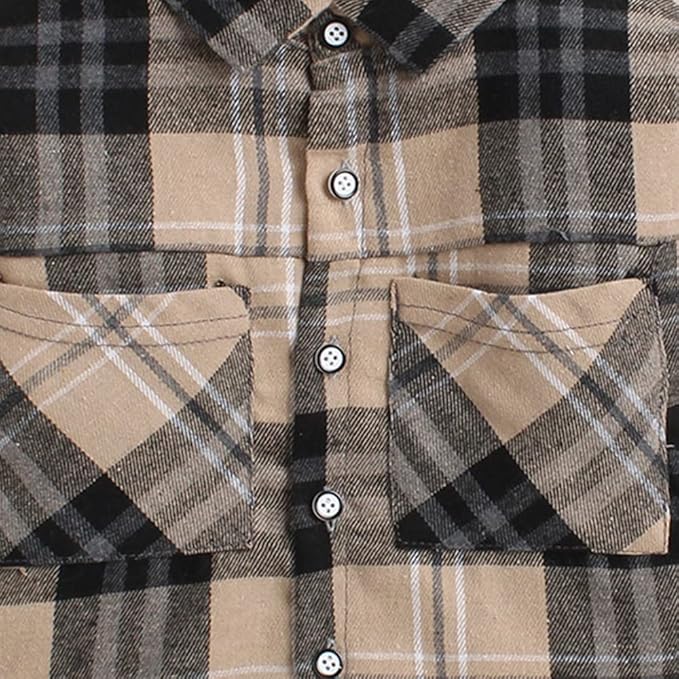 Cotton Blend Boys Plaid Print Shirt And Pant Set gallery image