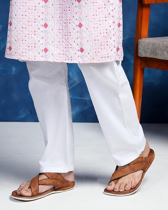 Designer Mens Faux Leather Imported Slippers |Stylish & Fashionable Ethnic Footwear | Available in Black, Brown, Tan - Chappal for Man gallery image