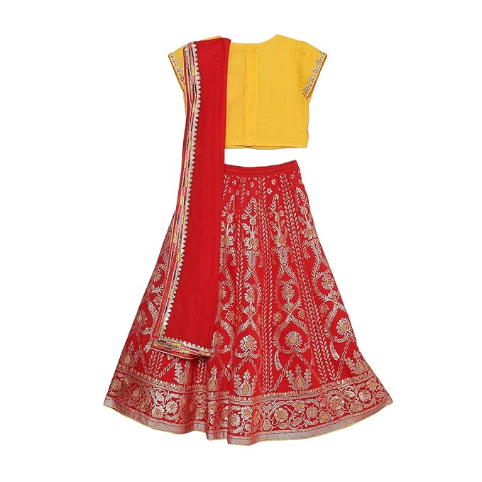 Girls Polyester Embroidered Readymade Lehenga Choli Set gallery image