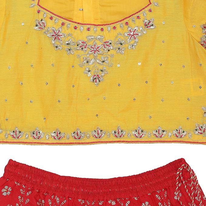 Girls Polyester Embroidered Readymade Lehenga Choli Set gallery image