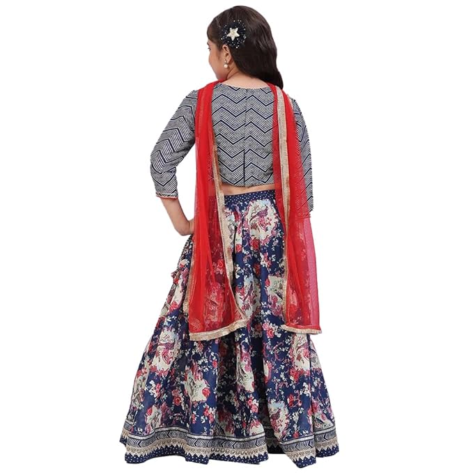 Girls Viscose Lehenga Choli Set Readymade gallery image