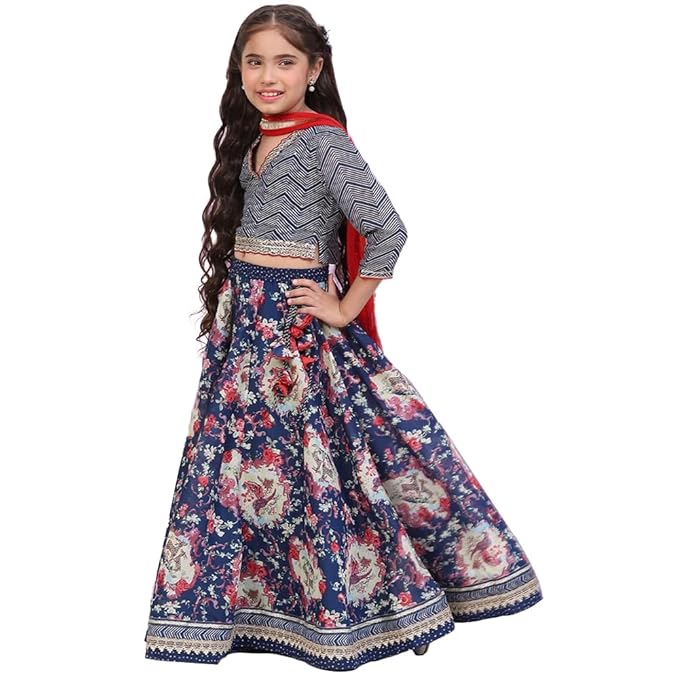 Girls Viscose Lehenga Choli Set Readymade gallery image