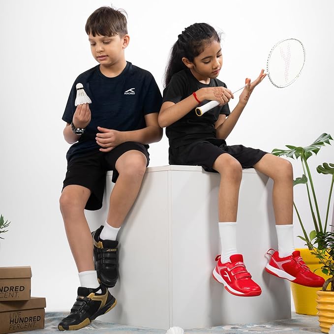 HUNDRED Court Star - Kids Badminton Shoes (Non Marking) | Lightweight & Durable | X-Cushion Protection gallery image