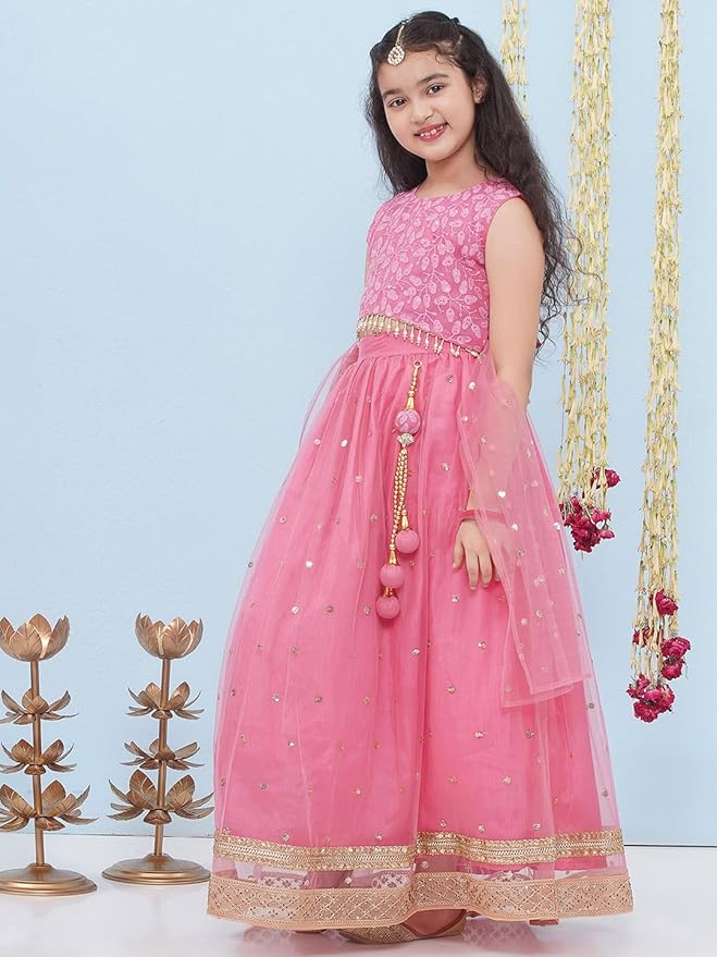 Kids Ethnic Wear Schiffli Sequence Lehenga Choli for Girls With Dupatta gallery image