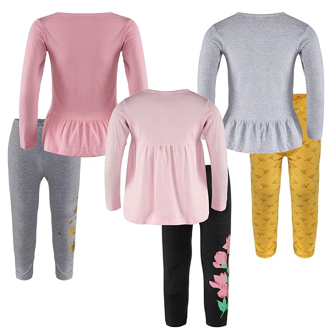 Kids Girls Night Wear T Shirt & Pyjama | Night Dress for Girl Kids | Night Dresses Tee Top & Pajama Pant Set gallery image