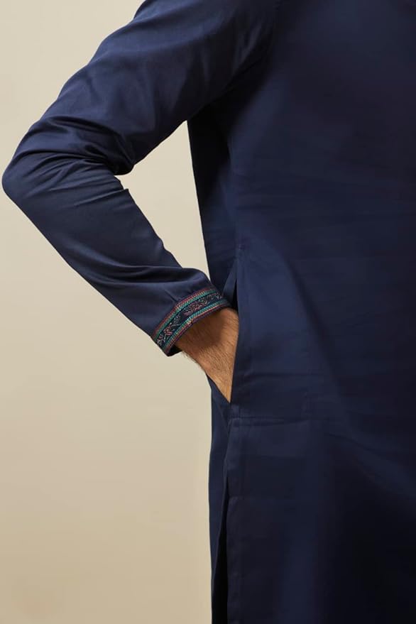 Manyavar Men's Satin Kurta Jacket Pyjama Set gallery image