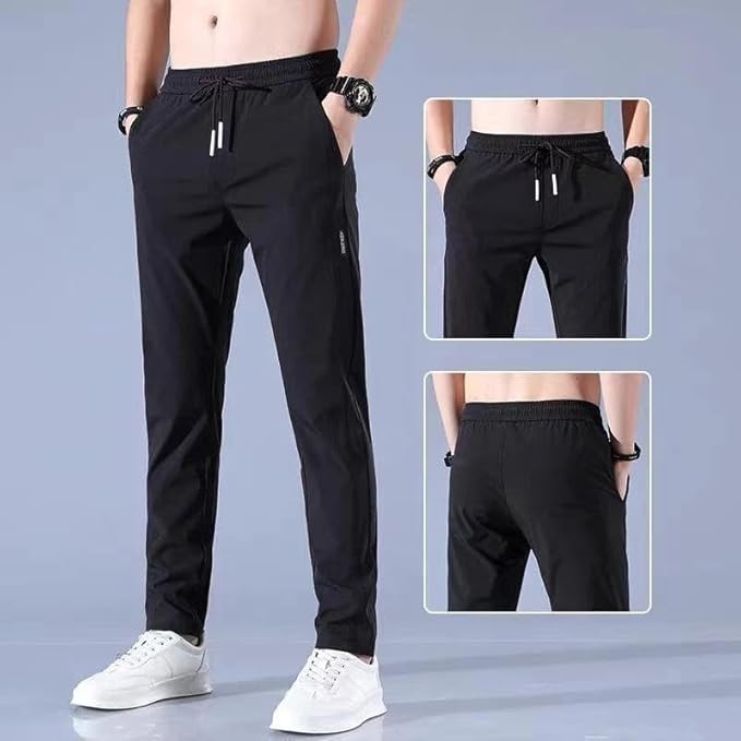 SERI CHOICE Men's Lycra Solid Jogger Pants with Pockets – gallery image