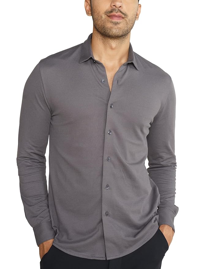 Shirt for Men Full Sleeve, Pique Textured Shirt for Man, Thermoregulating Cotton Blend gallery image
