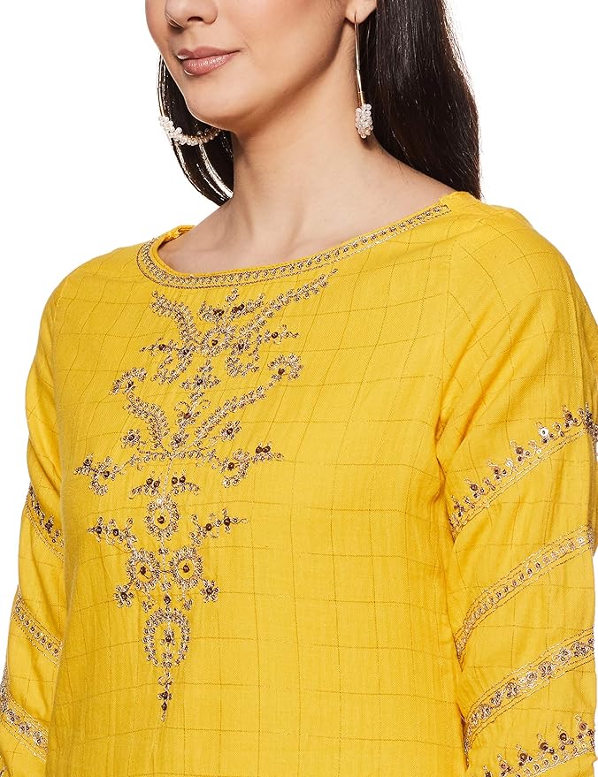 Women Cotton Straight Kurta Slim Pants Suit Set gallery image