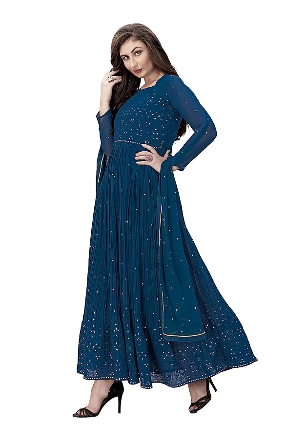 Women's Georgette Embroidery Salwar Suit Anarkali Kurta Set with Dupatta gallery image