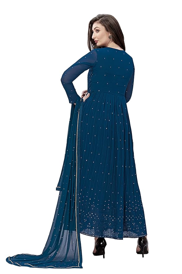 Women's Georgette Embroidery Salwar Suit Anarkali Kurta Set with Dupatta gallery image