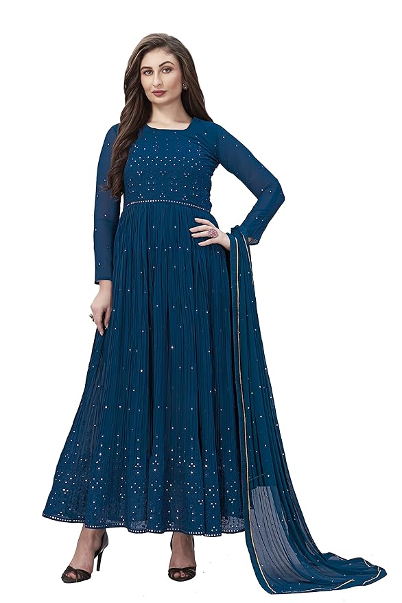 Women's Georgette Embroidery Salwar Suit Anarkali Kurta Set with Dupatta gallery image
