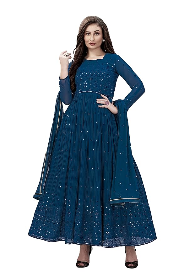 Women's Georgette Embroidery Salwar Suit Anarkali Kurta Set with Dupatta gallery image