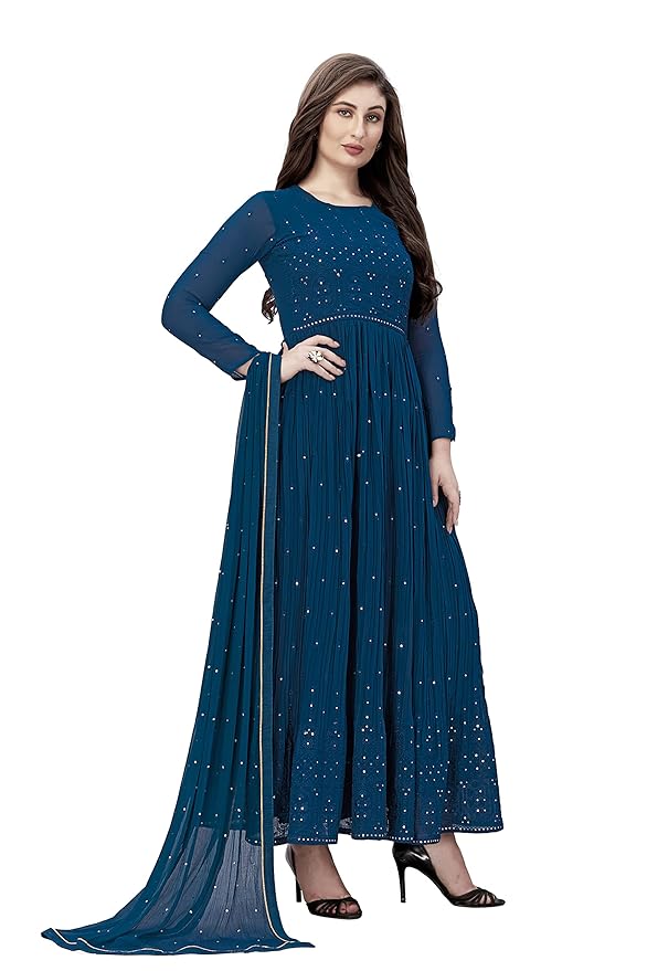 Women's Georgette Embroidery Salwar Suit Anarkali Kurta Set with Dupatta main image
